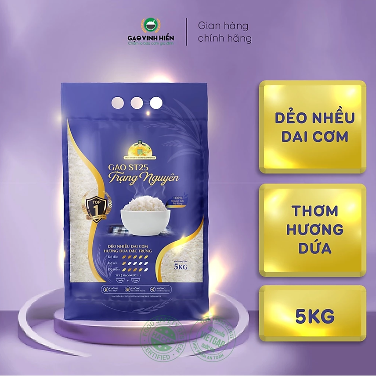 GẠO ĐẶC SẢN ST25 TRẠNG NGUYÊN TÚI 5KG