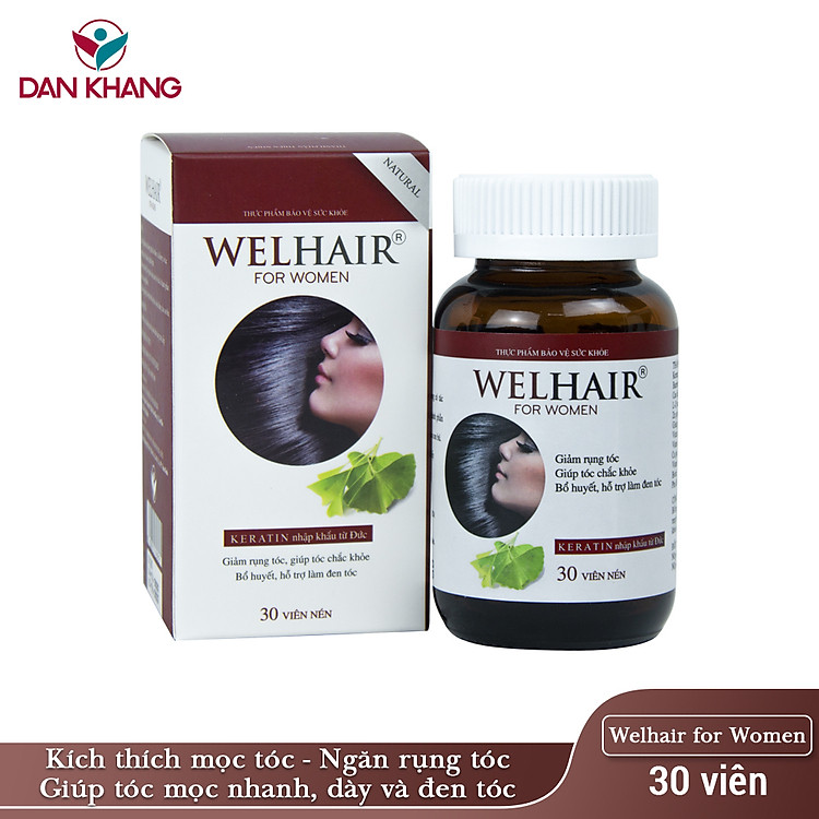 Viên uống Ngăn Rụng Tóc, Giúp Tóc Mọc Dày và Nhanh, Làm Đen Tóc Welhair for Women (Hộp 30 viên)