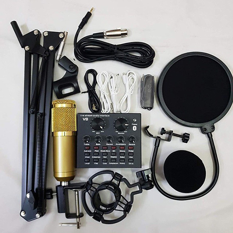 Bộ hát thu âm cao cấp V8 Auto Tune mic bm900