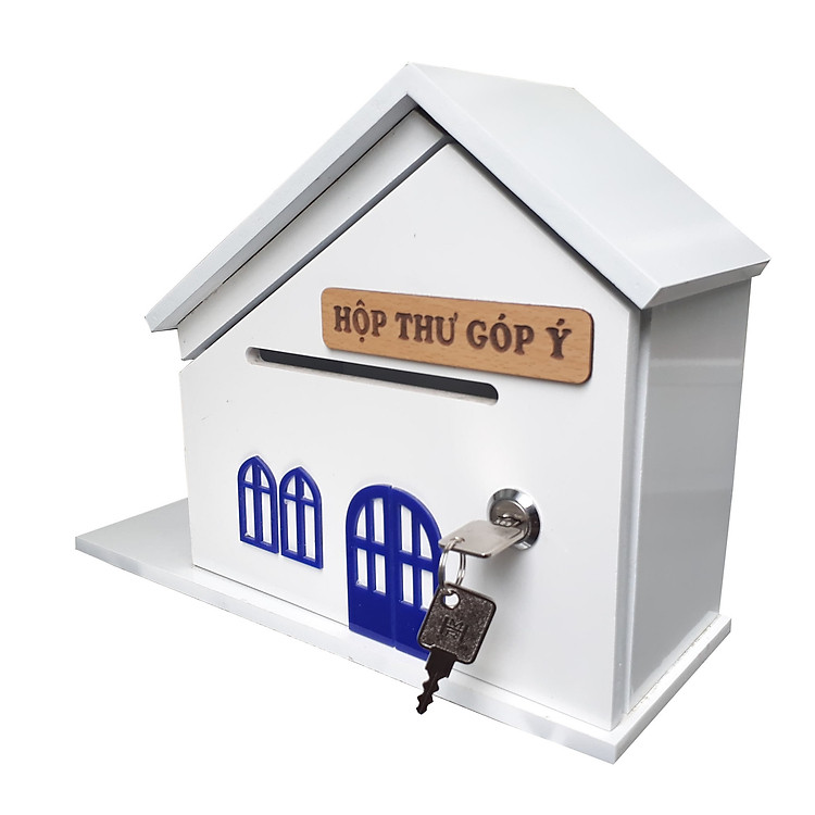 Hộp thư góp ý, hộp thư góp ý đẹp, hộp thư treo tường đẹp, hộp thư góp ý cho công ty, hộp thư góp ý hình ngôi nhà màu trắng, hộp thư decor, thùng thư góp ý