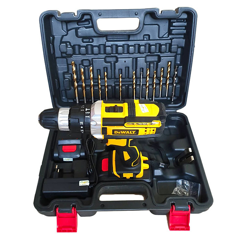 Bộ máy khoan pin 21V khoan tường, khoan sắt, khoan bê tông máy 2 pin, đảo chiều và mũi khoan
