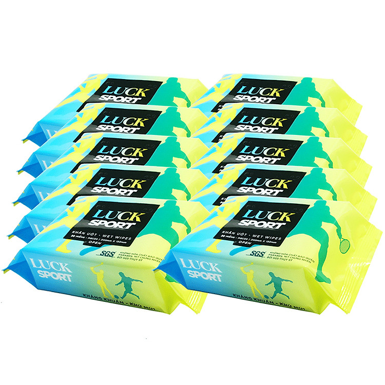 Combo 10 Gói Khăn Ướt Vệ Sinh Luck Sport (30 Tờ/ Gói)