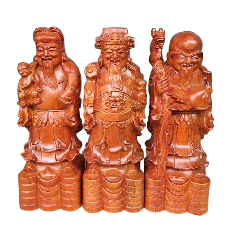 Bộ tam đa Phúc Lộc Thọ 30cm gỗ hương