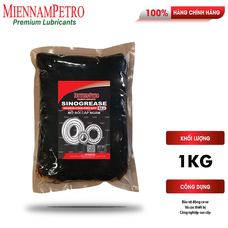 Mỡ Bôi Trơn MiennamPetro Sinogrease Lithium Hybrid Heavy NLGI2.5 1KG Đa Dụng và Kháng Nước Chất Lượng Cao Dùng Cho Ô Tô