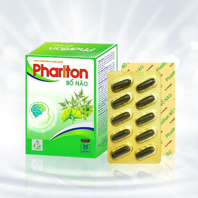 Thực phẩm bảo vệ sức khỏe PHARITON BỔ NÃO - Hỗ trợ giảm đau đầu, chóng mặt, suy giảm trí nhớ, mất ngủ