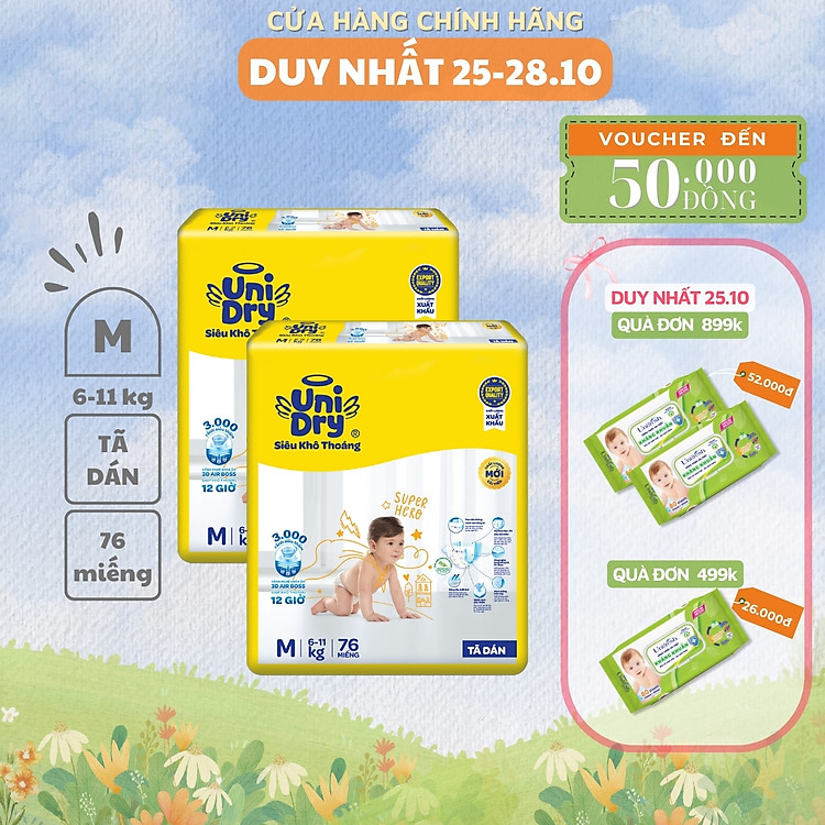 Combo 2 Tã dán UniDry Size M76 Chính hãng Giá rẻ