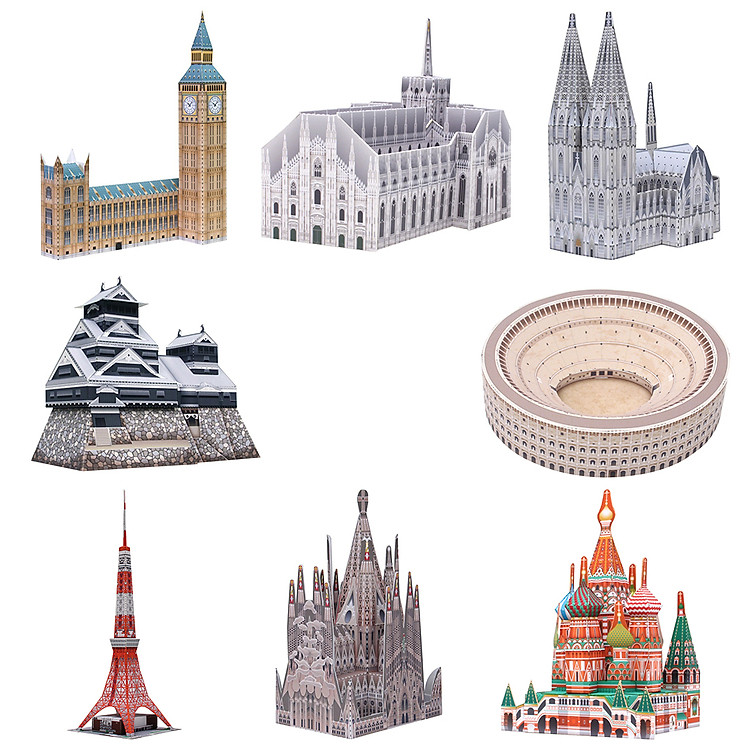 Mô hình giấy cắt dán thủ công Kiến trúc Mini Combo 0005