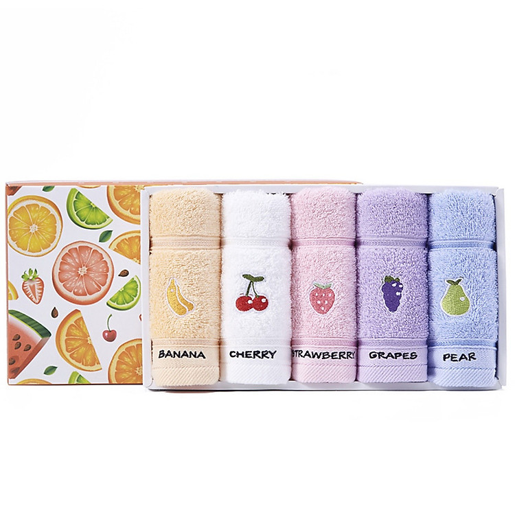 Hộp 5 Khăn Mặt Trái Cây Cao Cấp