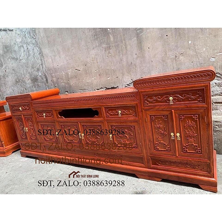 Kệ tivi mõ gỗ hương đá