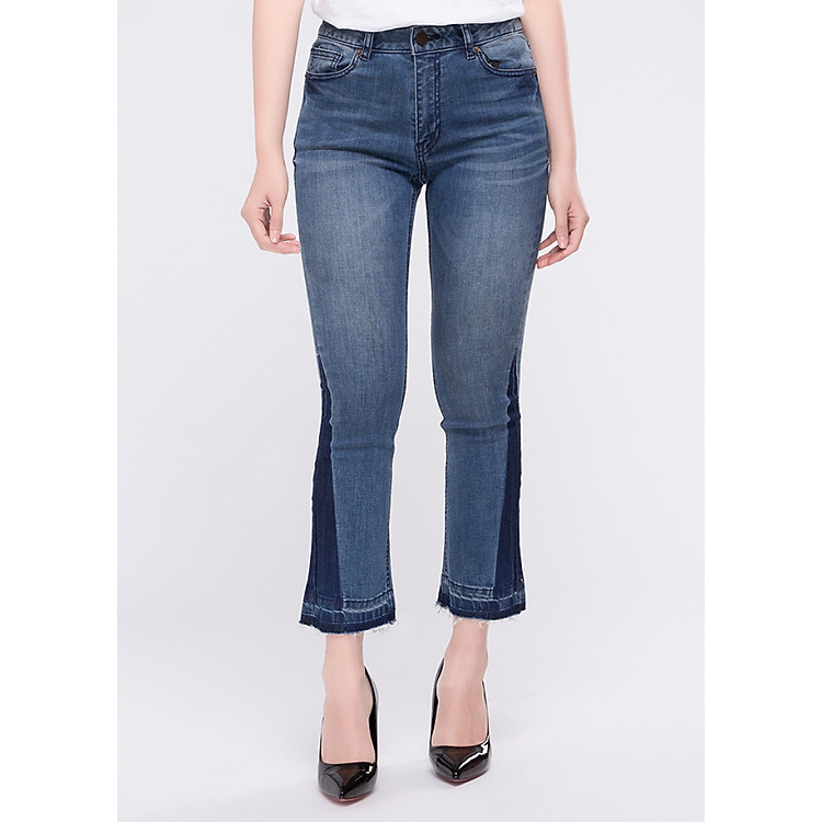 Quần Jeans Nữ Ống Loe Lai Tua A91 JEANS 737 - (Xanh)