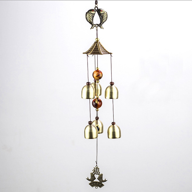 Chuông gió 2 tầng đính 1 đôi cá chép may mắn CG03 chất liệu cao cấp