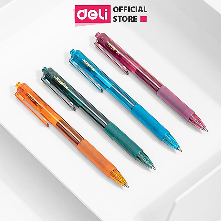 Bút Bi Nước Gel Màu Đen Ngòi 0.5mm Deli