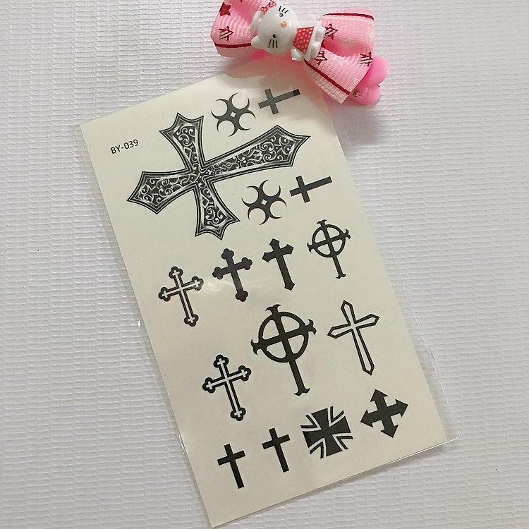 Hình xăm dán cao cấp tattoo hoa văn thánh giá 10x6cm- mua 5 tặng 1 mini xinh