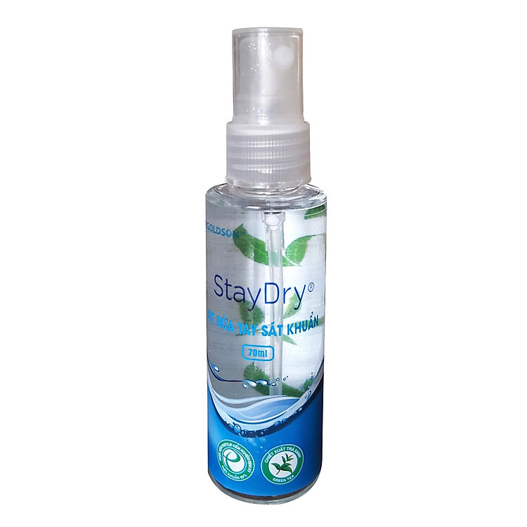 Xịt rửa tay sát khuẩn StayDry 70ml ( Hương Trà Xanh)