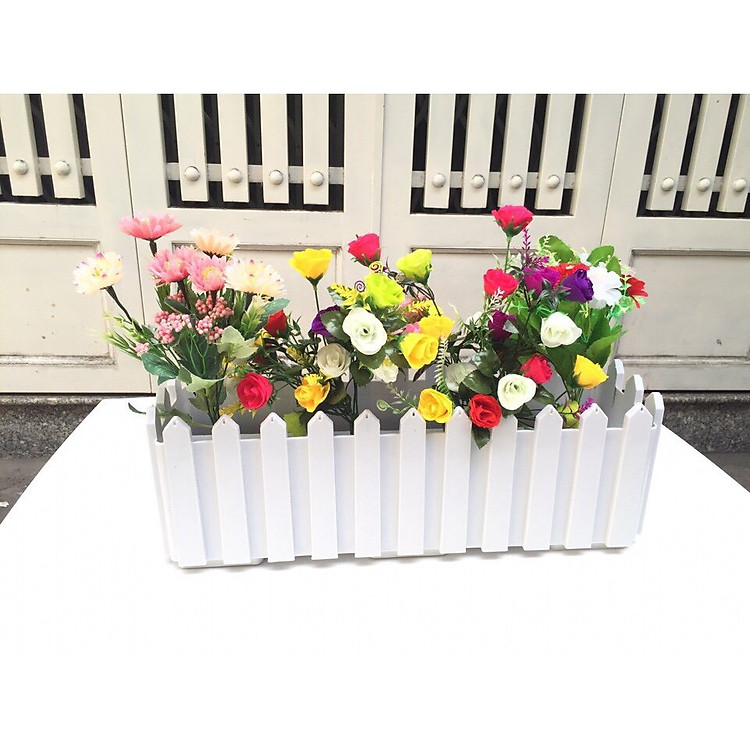 Chậu Kiểu Hàng Rào-Trồng Cây-Trồng Rau-Màu Trắng (KT:58cmx18cmx20cm)