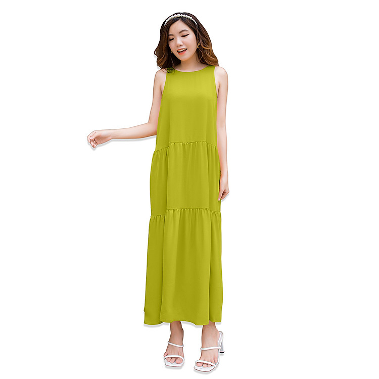 Đầm Maxi Nữ Vải Lụa Trơn 4 Màu, Thích hợp đi làm, du lịch, dã ngoại, sinh hoạt ngoài trời - 3393