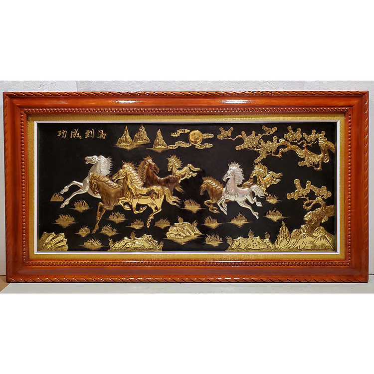 MÃ ĐÁO THÀNH CÔNG -TRANH ĐỒNG NGUYÊN CHẤT 100% MẠ BẠC VÀNG 24K -KHUNG GỖ DỔI -A108S-G