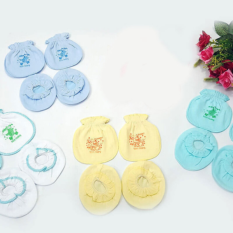 5 Bộ Bao Tay Chân Chun ( Đồ Cho Bé Sơ Sinh Trai Và Gái 0-3 Tháng - Vải Cotton Màu )