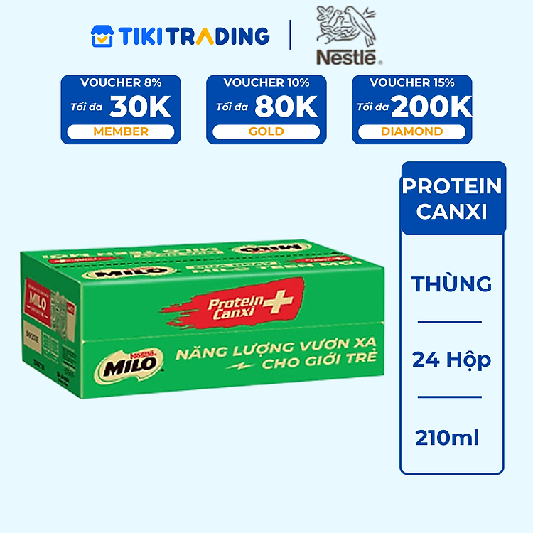 Sữa Lúa Mạch Nestlé MILO Teen Protein Canxi (24 x 210ml)