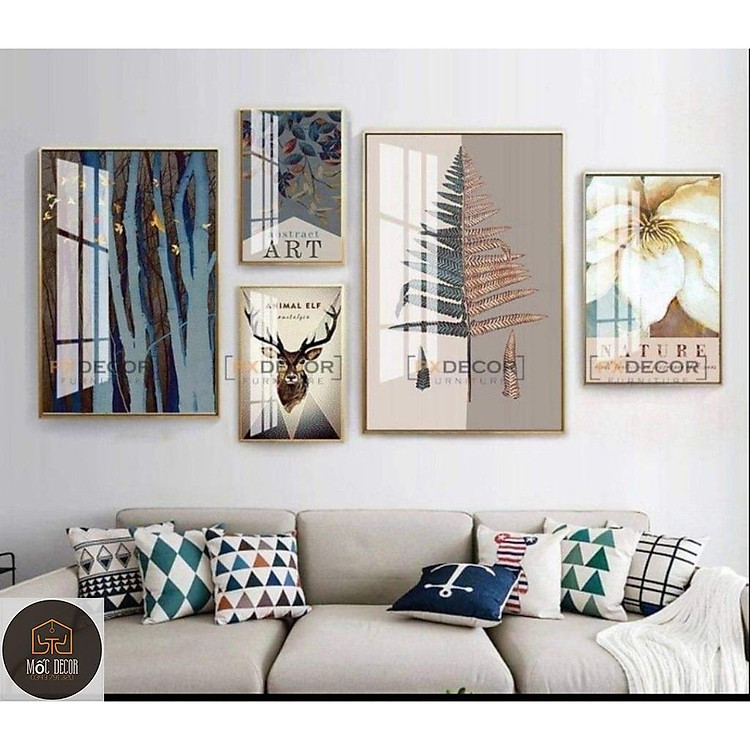 Tranh bộ 5 tấm tráng gương siêu đẹp