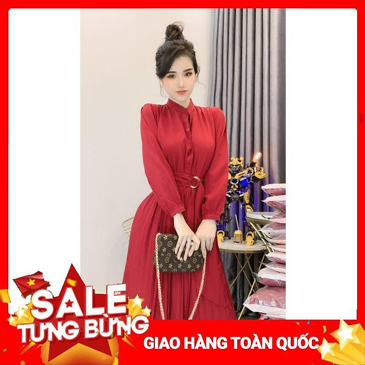 Váy Đỏ Kèm Nịt Tay Dài , Siêu Tôn Dáng Thời Trang Thanh Lịch Shop Hạt đậu nhỏ Boutique