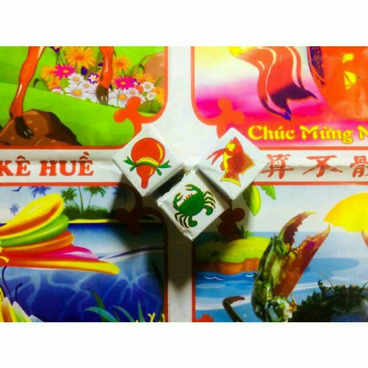 Bộ đồ chơi bầu cua cá cọp súc sắc bằng giấy