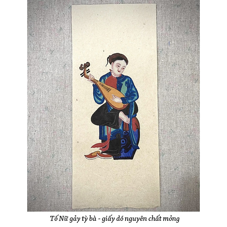 Bộ Tranh Tố Nữ Hàng Trống in màu trên giấy dó truyền thống Việt Nam