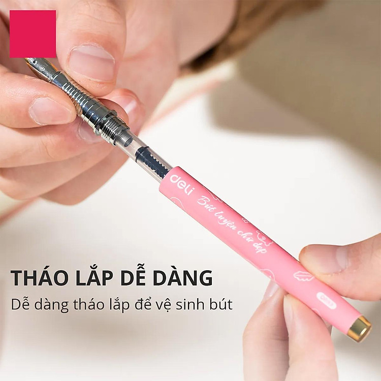 Bút Máy Kim Loại Deli CQ893 - Màu Hồng - Ảnh 3