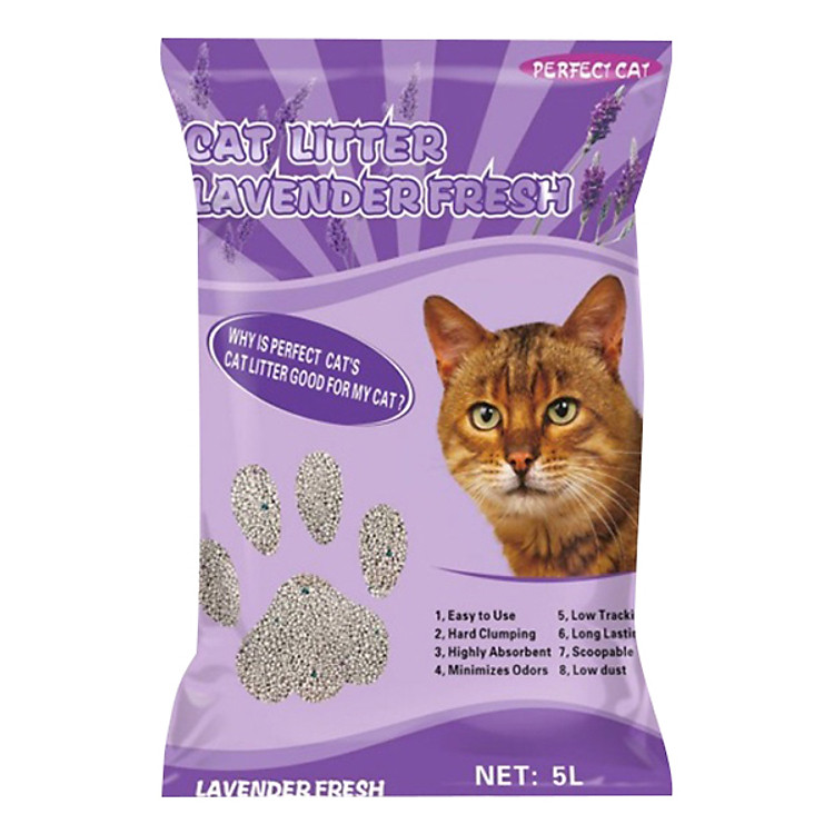 Cát Vệ Sinh Cho Mèo Hương Lavender - Perfect Cat 5 Lít