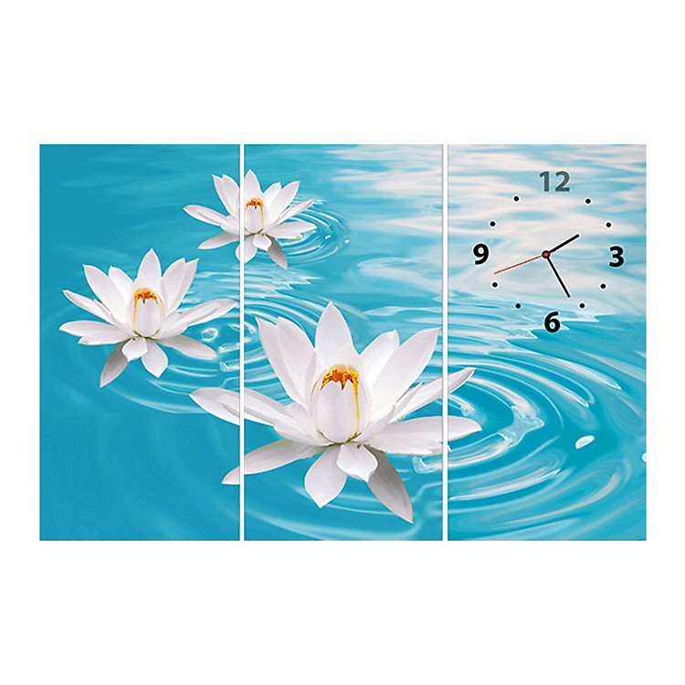 Tranh Đồng Hồ Sen Trắng TDH32