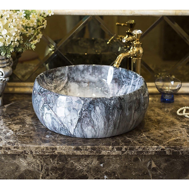 Chậu rửa mặt lavabo dương bàn gốm sứ nghệ thuật cao cấp LAV001 – Phong cách Châu Âu sang trọng