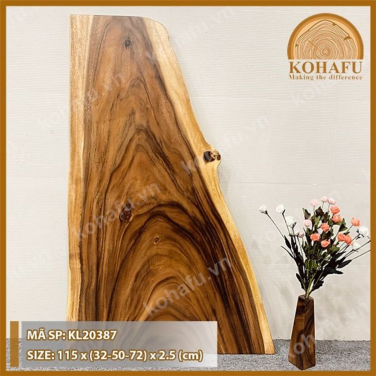 Mặt Bàn Dài Cà Phê Gỗ Me Tây Tự Nhiên KOHAFU KL20386-387-388-404