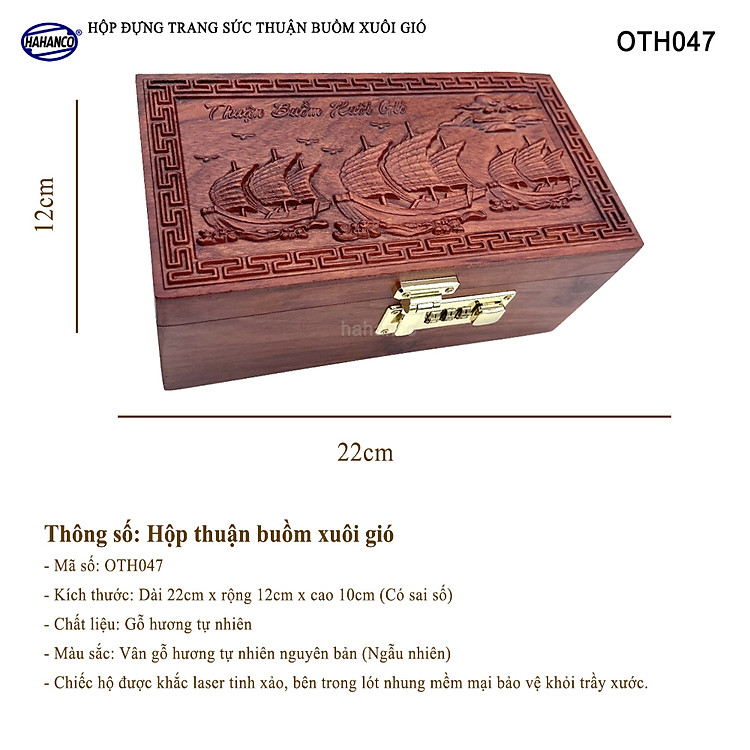 Hộp Đựng Trang Sức Bằng Gỗ Hương OTH047 - Ảnh 2