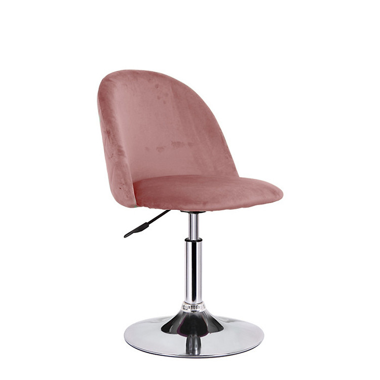 Ghế quầy bar xoay - Bar stool chair CB VELVET-2F chân thép mạ chrome chiều cao tùy chỉnh - pen thấp có lưng tựa nệm vải nhung êm ái nhiều màu lựa chọn ( xám ; hồng ; xanh dương đậm ; xanh ngọc ).