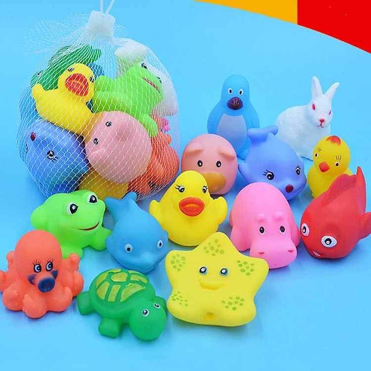 COMBO Túi Đồ Chơi Chip Chip Hình Con Vật + Rùa Thả Bồn Tắm Cho Bé Yêu - TẶNG 1 Đàn Xylophone