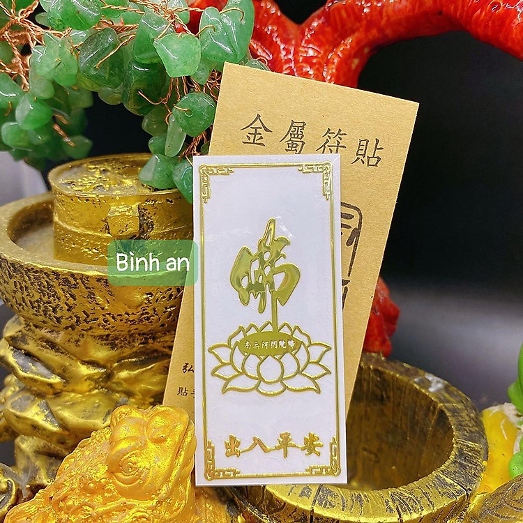 Linh Phù BÌNH AN cầu may mắn , linh phù tài lộc - miếng dán điện thoại may mắn, để bàn ông địa, thần tài