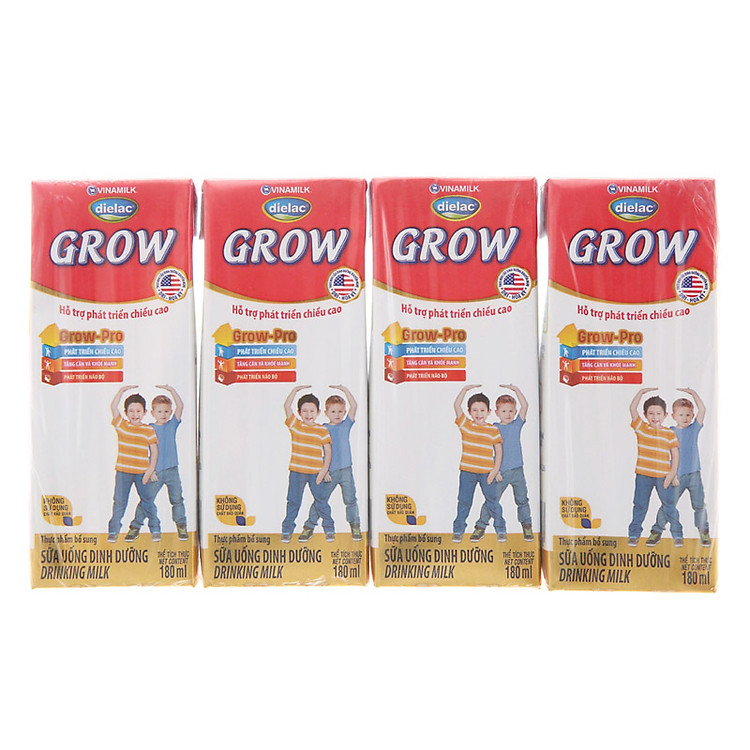 Lốc 4 Hộp Sữa Bột Pha Sẵn Vinamilk Dielac Grow 180ml