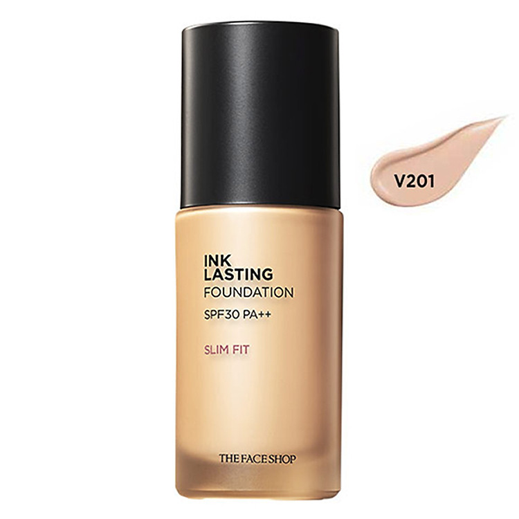 Kem Nền Đa Năng THEFACESHOP Ink Lasting Foundation Slim Fit SPF30, PA++ V201 (30ml)