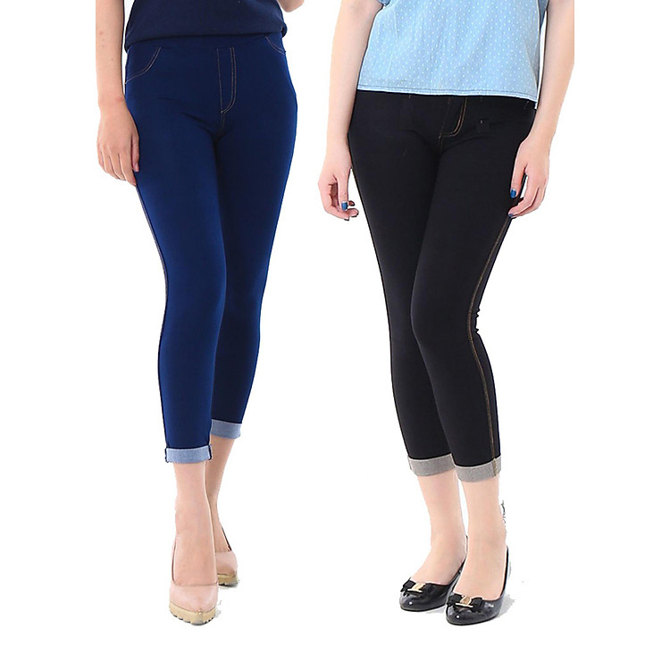 Combo 02 Quần Legging Ngố Giả Jeans Nữ