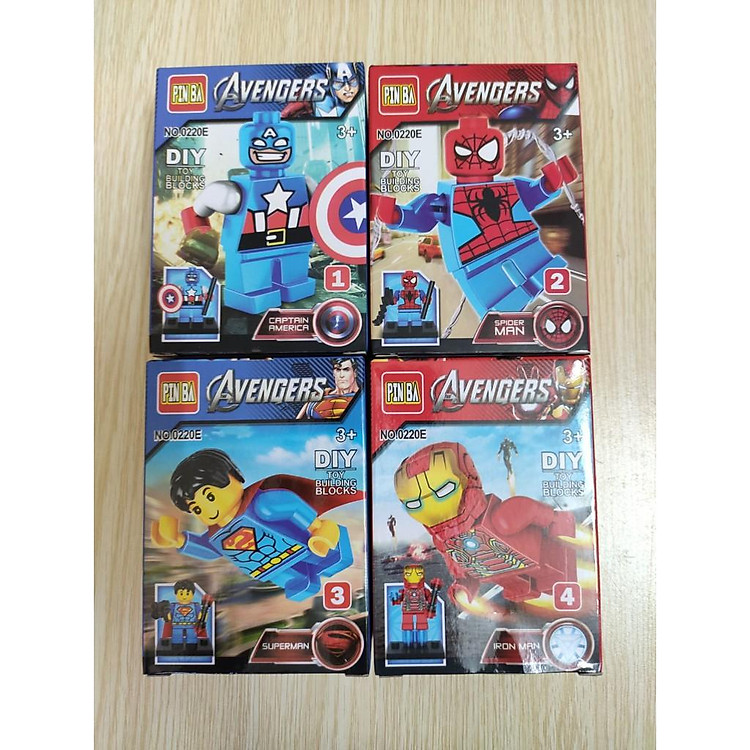 Combo 4 bộ đồ chơi xếp hình siêu nhân cho bé 0220E_1 OK0023