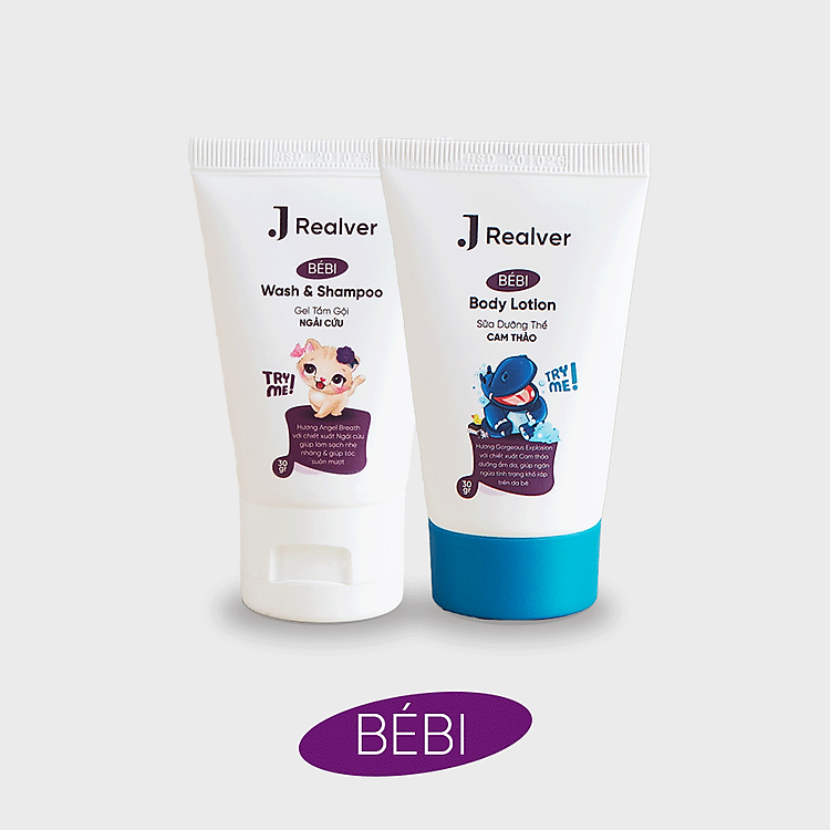 Travel Set JRealver Gel Tắm Gội Ngải Cứu & Sữa Dưỡng Thể Cam Thảo 30g