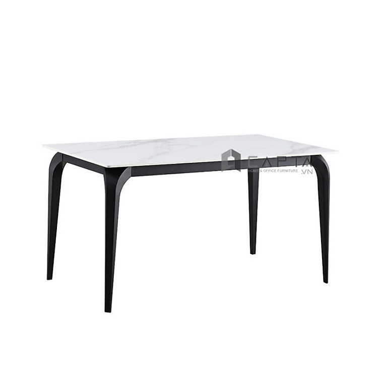 Bàn ăn mặt đá phiến chữ nhật dài 1m4 / 1m6 chân sắt sơn tĩnh điện nhập khẩu TN1229 tại HCM