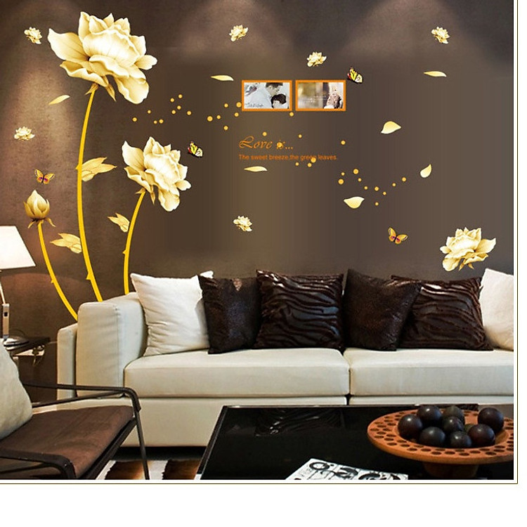 TRANH DECAL DÁN TƯỜNG 3D HOA SEN - HÀNG CAO CẤP S45