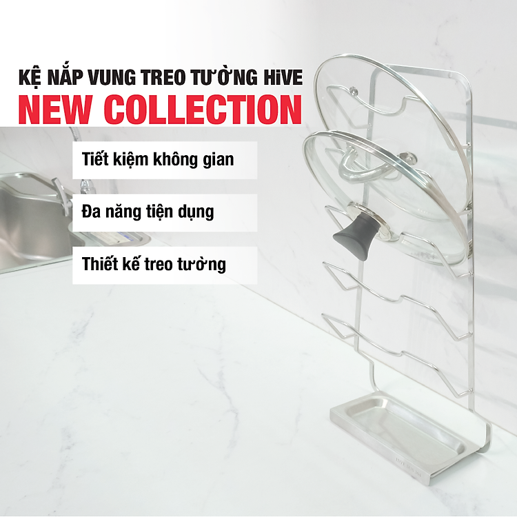 Kệ úp nắp vung treo tường HiVE inox 304