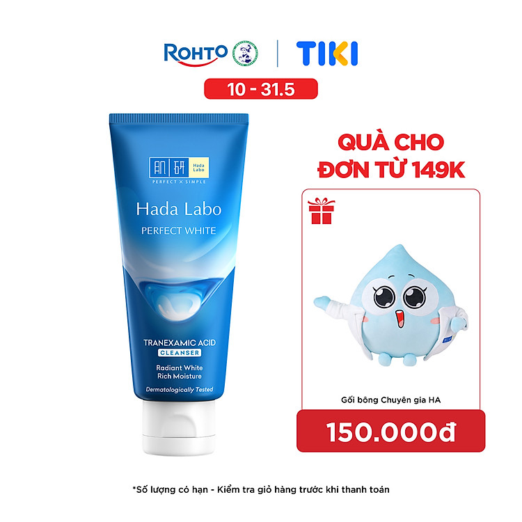 Sữa rửa mặt dưỡng trắng Hada Labo Perfect White Tranexamic Acid Cleanser 80g
