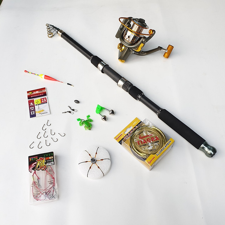 Bộ Cần câu cá cacbon + Máy câu JC6000 + Tặng kèm 10 phụ kiện câu cá