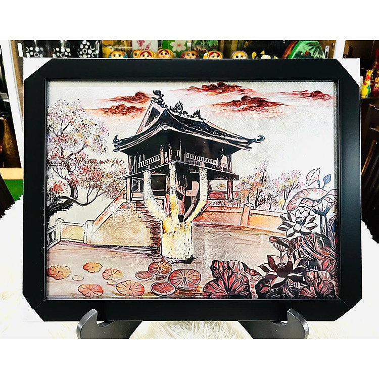 Tranh sơn mài - CHÙA MỘT CỘT - Di tích lịch sủ Việt Nam
