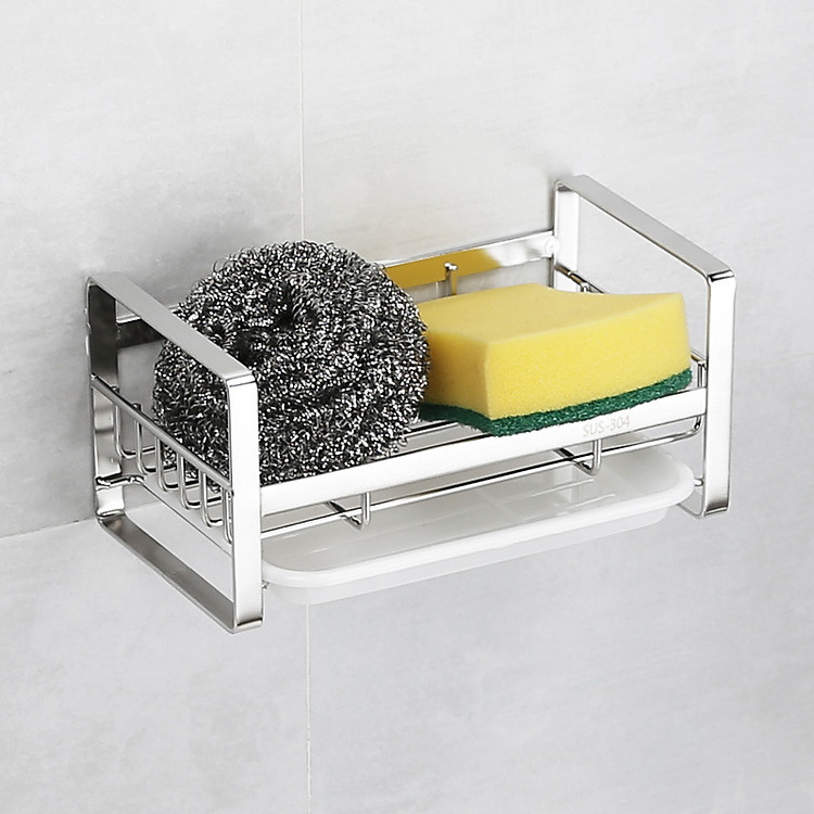Kệ để đồ rửa bát có khay nhựa dán tường inox 304 Hobby Home Decor KRC1