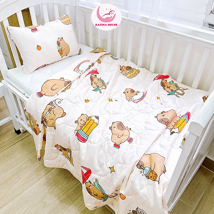 Bộ gối chăn tencel Katina House, cho bé đi học 1-15 tuổi, mềm mại thoáng mát