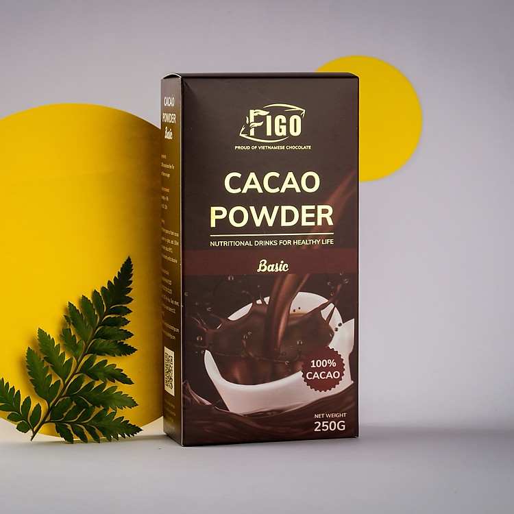 Bột cacao nguyên chất 100% ca cao không đường dòng Basic 250g Figo